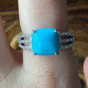 Genuine Kingman Turquoise Sterling Silver Ring Size 9